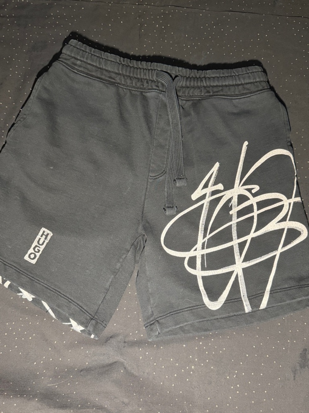 HUGO Black Men's Athletic Shorts with White Graphic